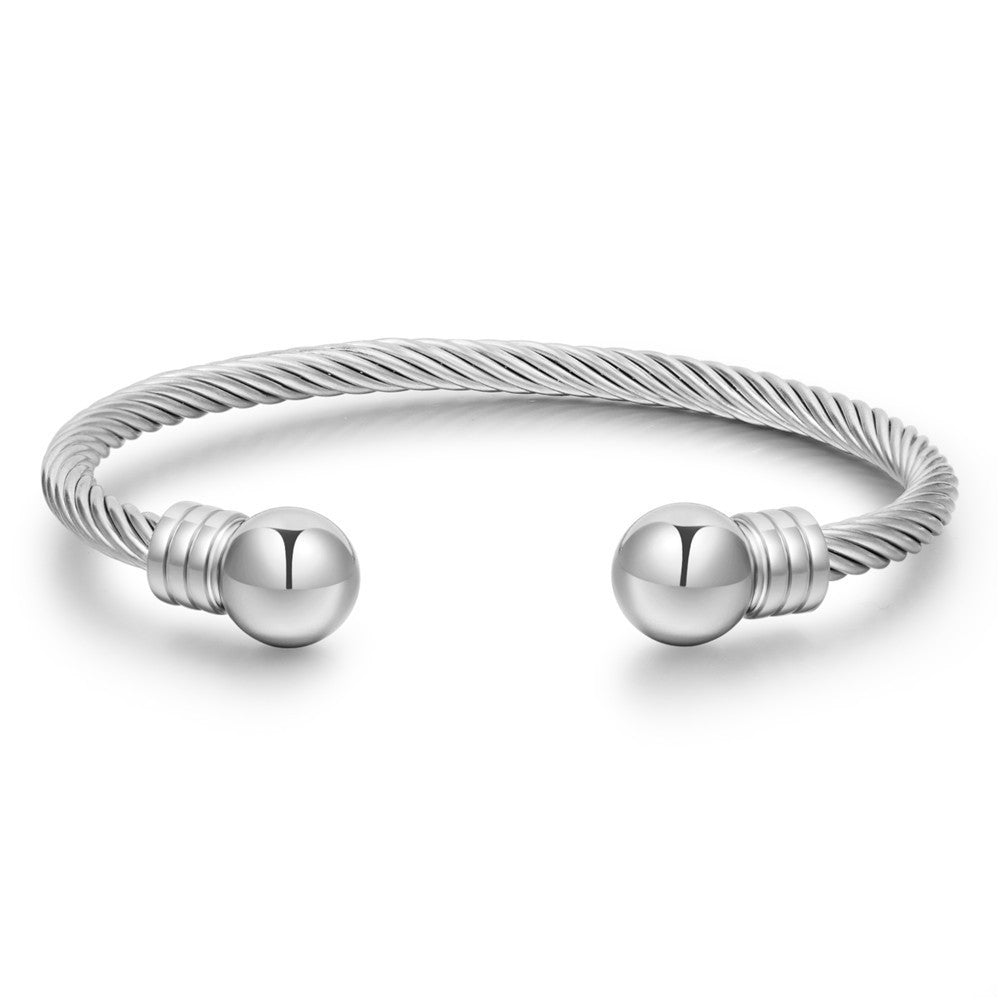 Round Bead Wire Rope Bracelet Titanium Steel - SoCuteb2b