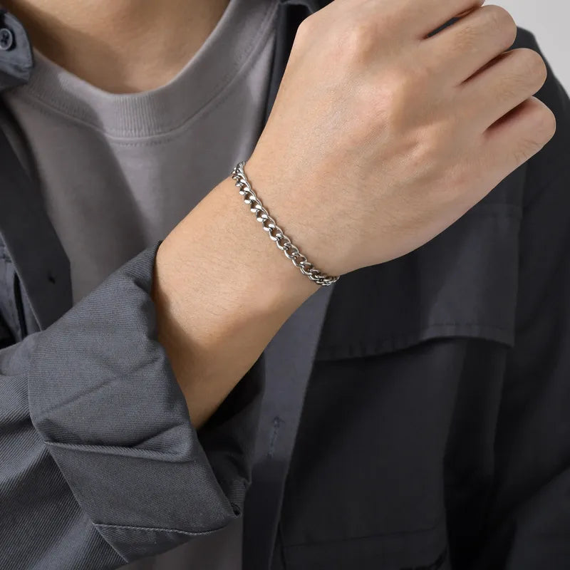 Simple Style Solid Color Stainless Steel Men'S Bracelets
