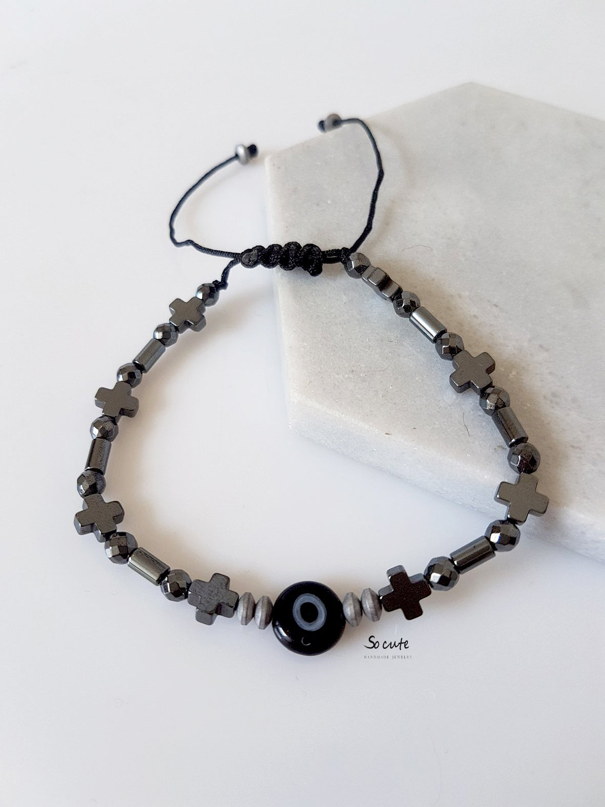 Βραχιόλι ματάκι και σταυροί με αιματίτη – χονδρική So Cute by Dimi